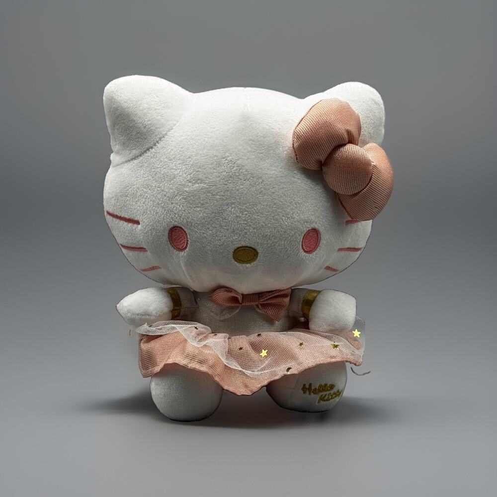 Sanrio Hello Kitty 10" Plush Doll Pink Dress Pink Eyes Fiesta